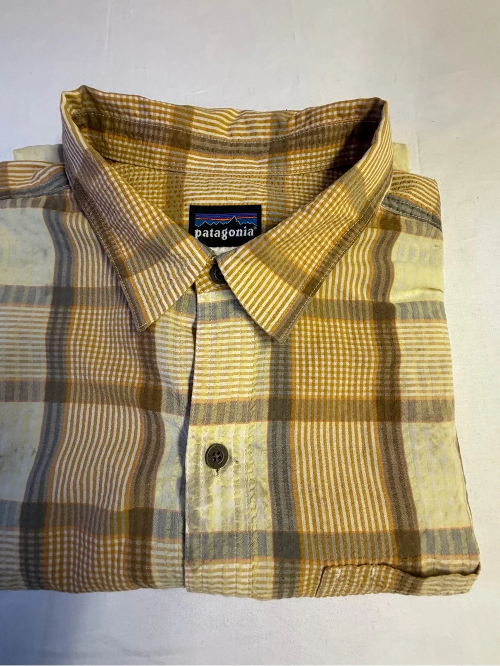 Men's Plaid Button-Up Shirt - Yellow & Brown
